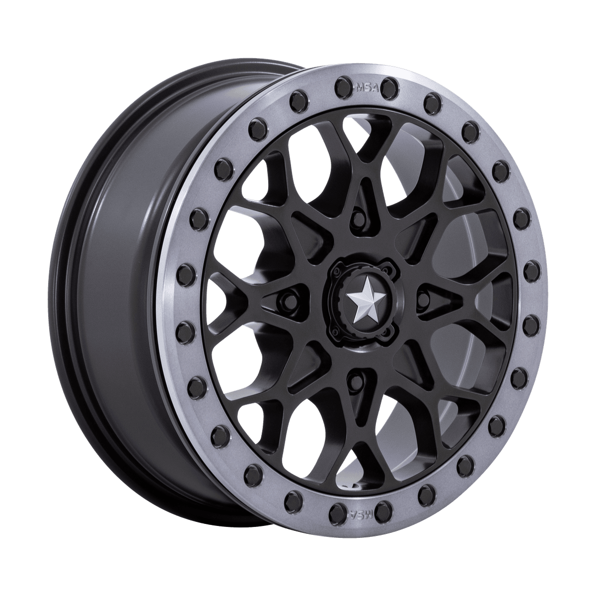 MSA Offroad Wheels M48 PORTAL BEADLOCK MA048MT15604438 - MA48 15X6 4X110 S-BLK GRY-RG 38MM